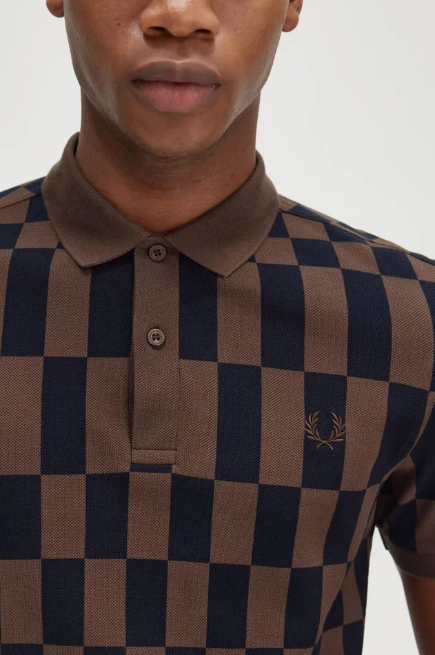 Men Polo Shirts Fred Perry Chequerboard Print Fred Perry Shirt Carrington Bricknavy