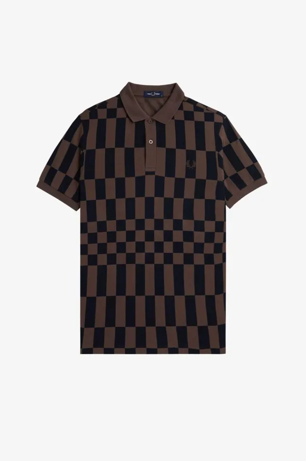 Men Polo Shirts Fred Perry Chequerboard Print Fred Perry Shirt Carrington Bricknavy