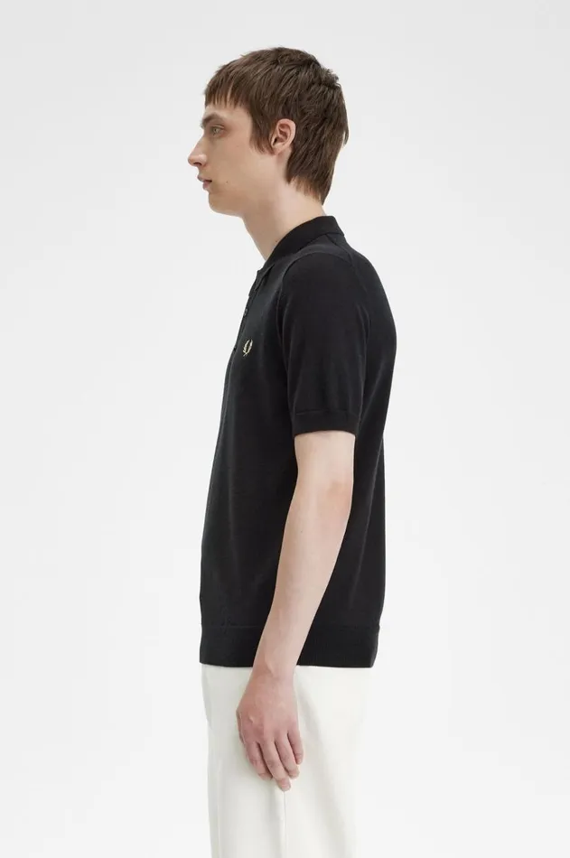 Men Polo Shirts Fred Perry Classic Knitted Shirt Black