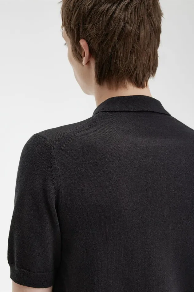 Men Polo Shirts Fred Perry Classic Knitted Shirt Black