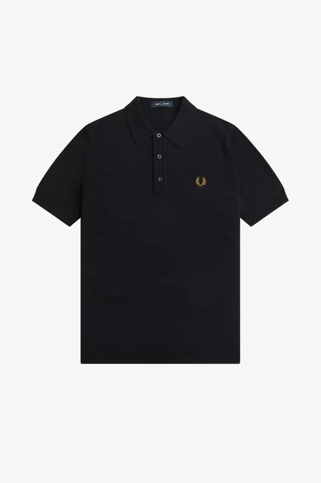 Men Polo Shirts Fred Perry Classic Knitted Shirt Navy
