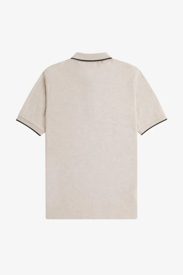Men Polo Shirts Fred Perry Crepe Piqu Zip Neck Polo Shirt Porridge Marl