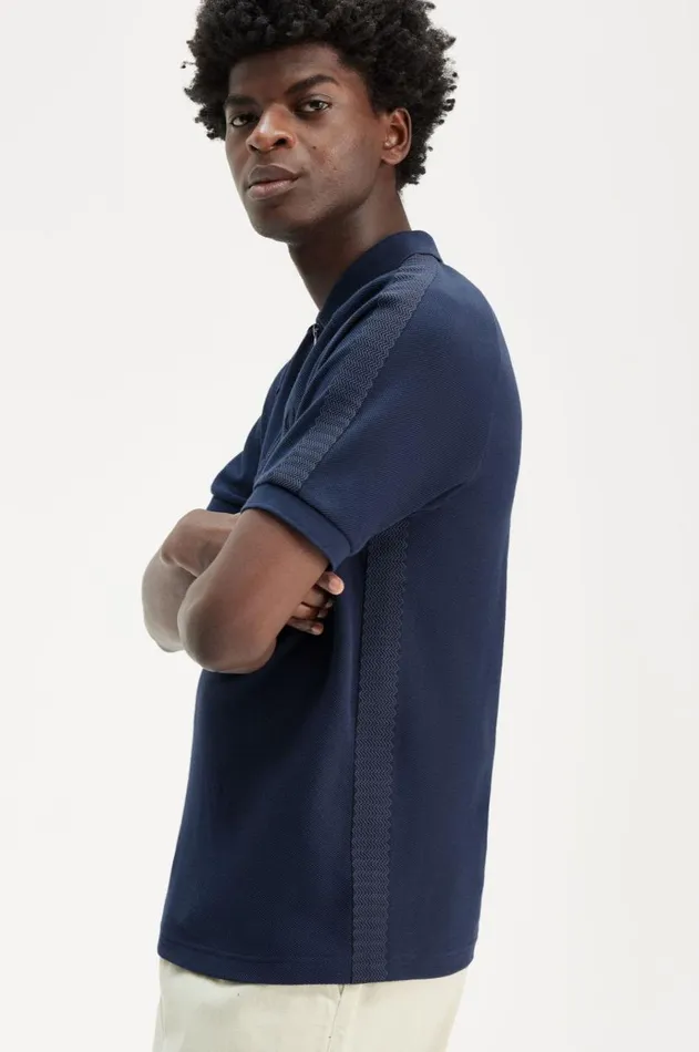 Men Polo Shirts Fred Perry Honeycomb Taped Polo Shirt Dark Carbon