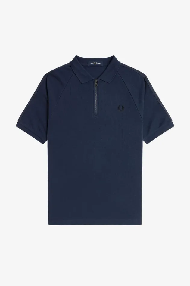 Men Polo Shirts Fred Perry Honeycomb Taped Polo Shirt Dark Carbon