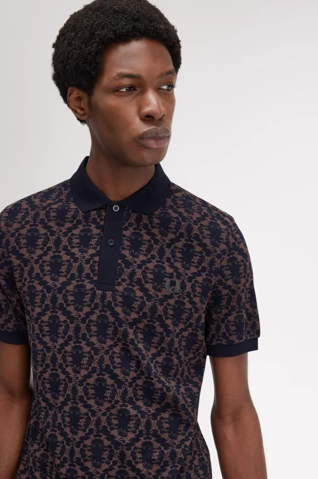 Men Polo Shirts Fred Perry Ink Blot Print Fred Perry Shirt Carrington Bricknavy