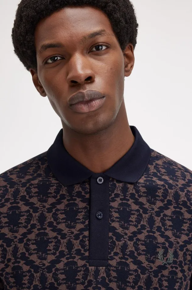 Men Polo Shirts Fred Perry Ink Blot Print Fred Perry Shirt Carrington Bricknavy