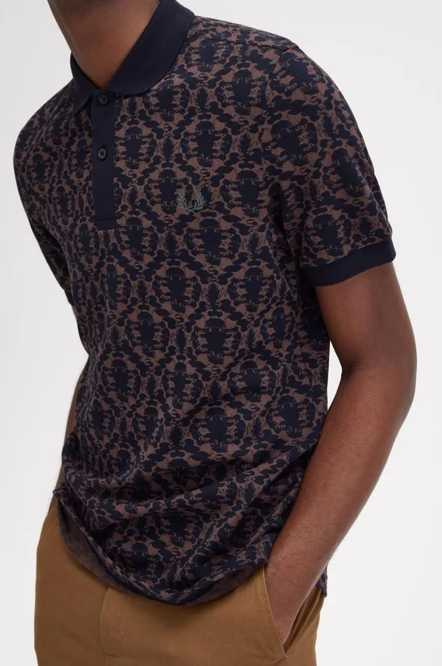 Men Polo Shirts Fred Perry Ink Blot Print Fred Perry Shirt Carrington Bricknavy