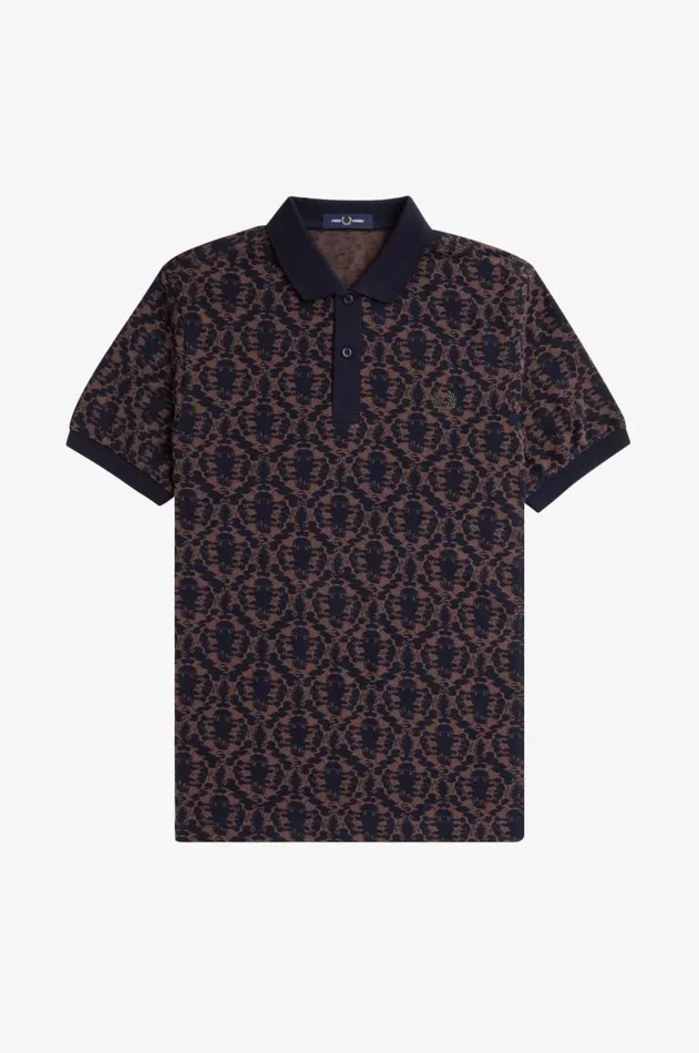 Men Polo Shirts Fred Perry Ink Blot Print Fred Perry Shirt Carrington Bricknavy