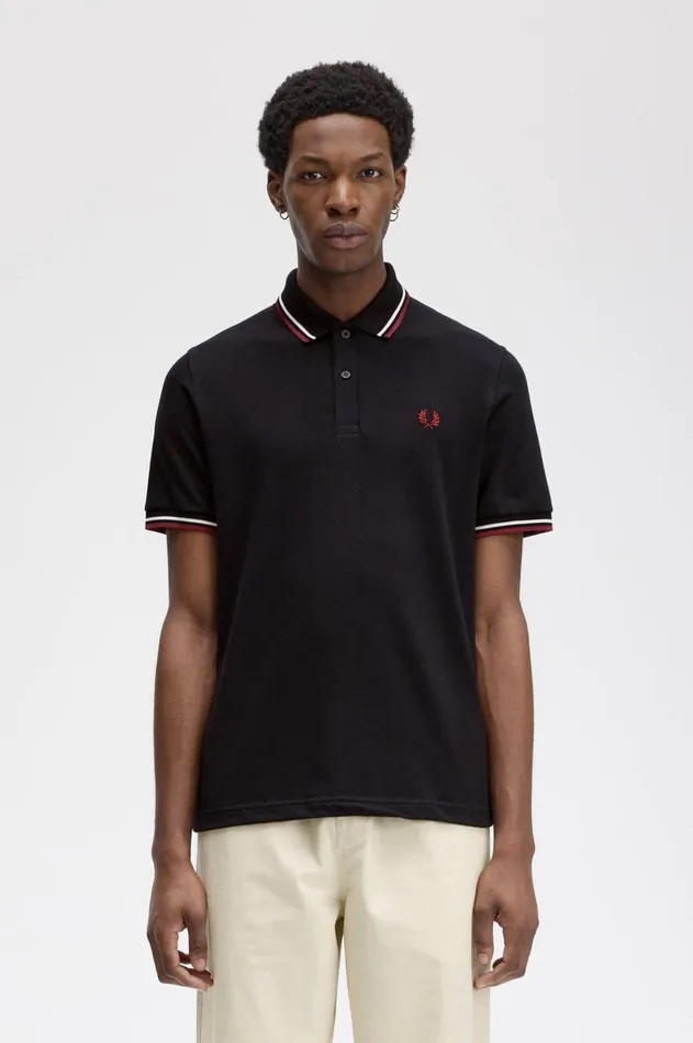 Men Polo Shirts Fred Perry M12 Blackecruoxblood