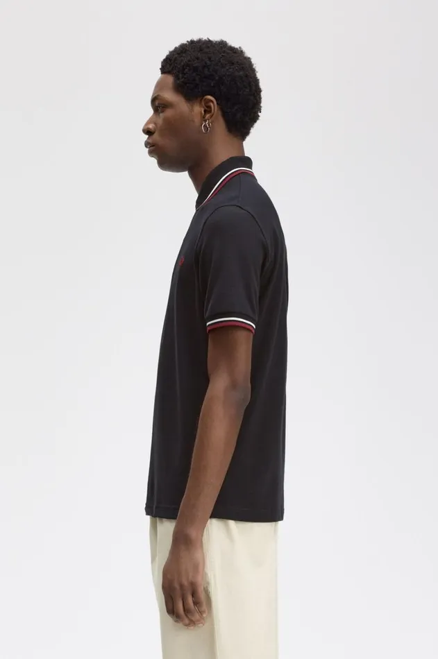 Men Polo Shirts Fred Perry M12 Blackecruoxblood