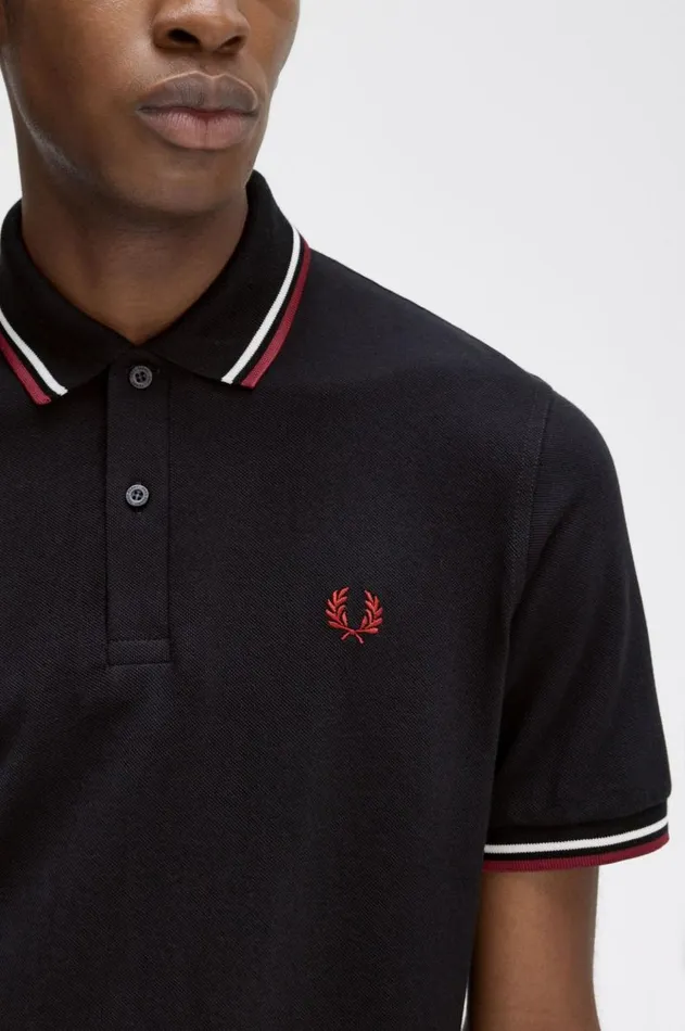 Men Polo Shirts Fred Perry M12 Blackecruoxblood