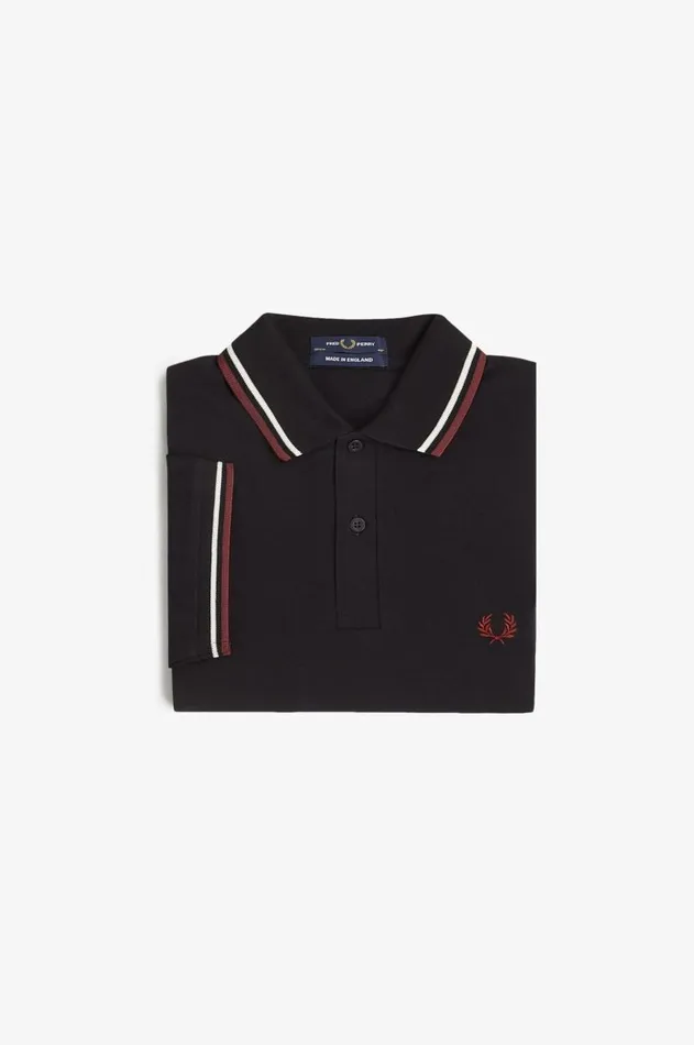 Men Polo Shirts Fred Perry M12 Blackecruoxblood