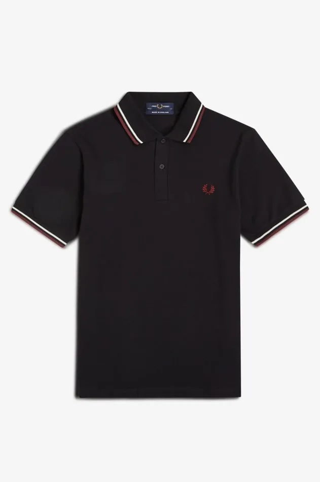Men Polo Shirts Fred Perry M12 Blackecruoxblood