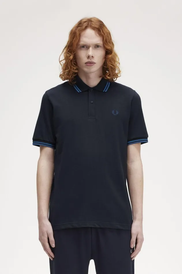 Men Polo Shirts Fred Perry M12 Navyrunaway Bay Oceanmidnight Blue
