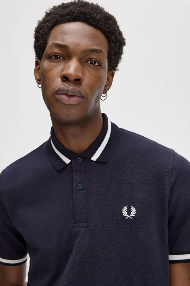 Men Polo Shirts Fred Perry M2 Navysnow White