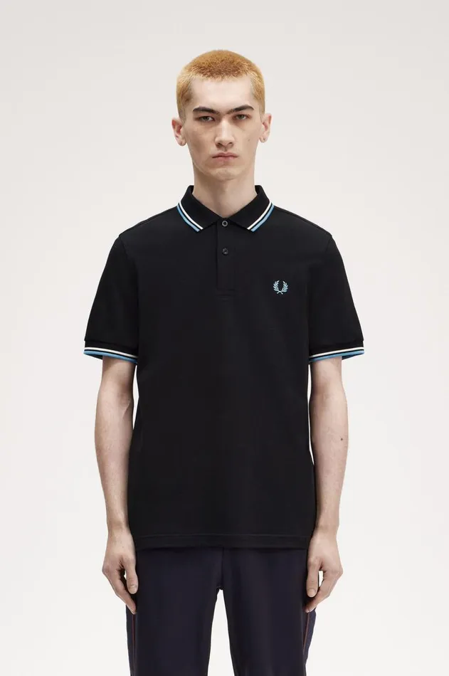 Men Polo Shirts Fred Perry M3600 Blackecrusoft Blue
