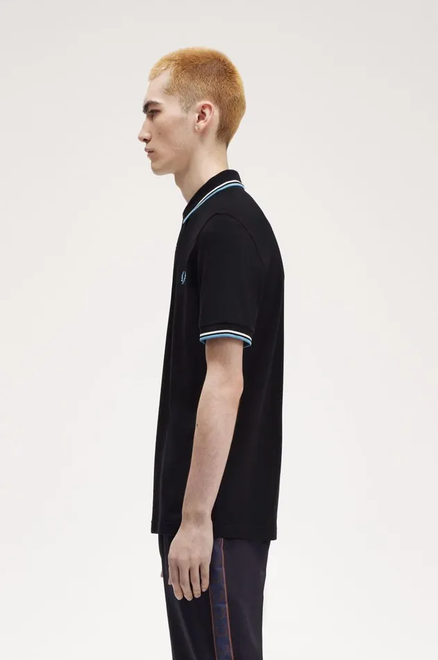Men Polo Shirts Fred Perry M3600 Blackecrusoft Blue