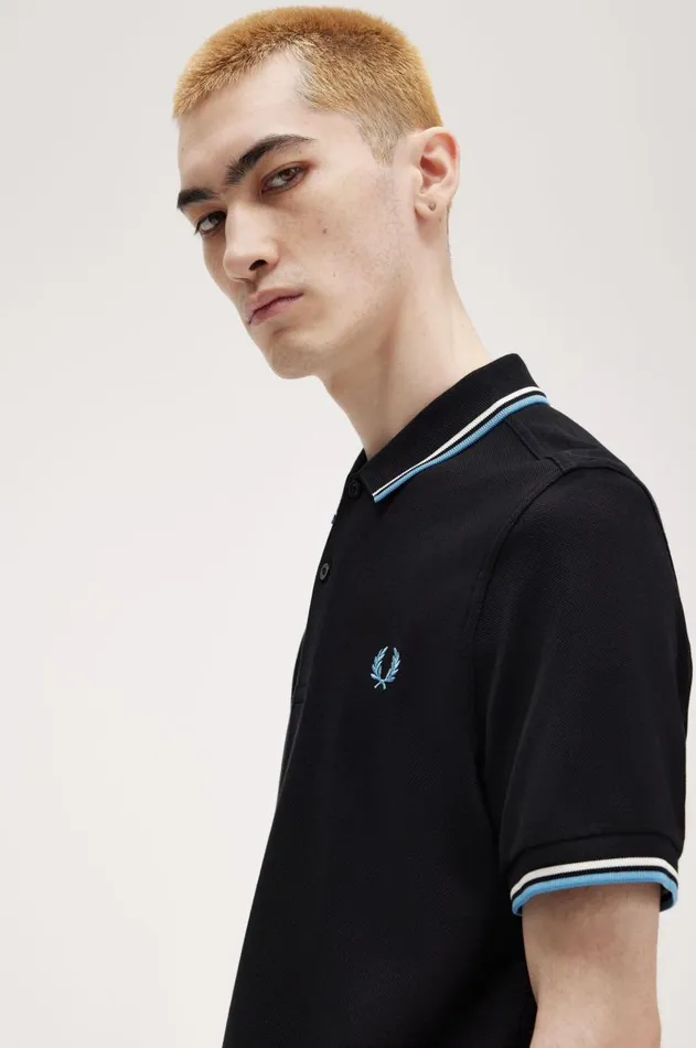 Men Polo Shirts Fred Perry M3600 Blackecrusoft Blue