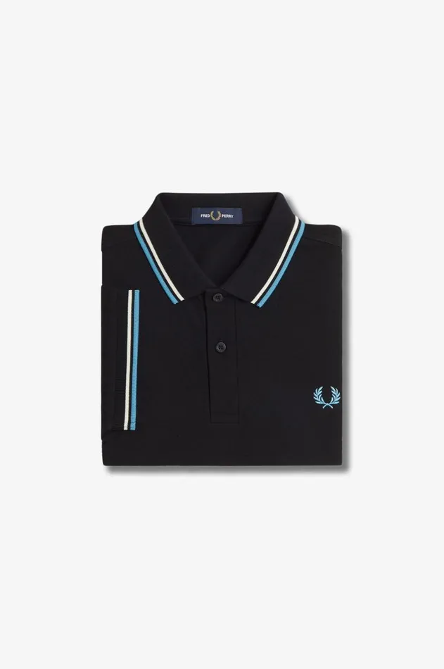 Men Polo Shirts Fred Perry M3600 Blackecrusoft Blue
