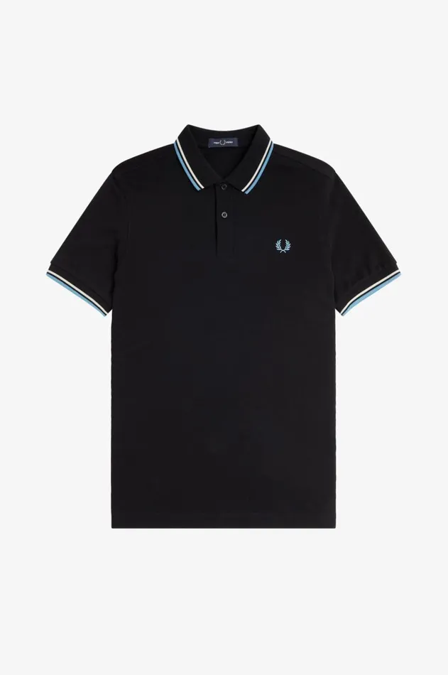 Men Polo Shirts Fred Perry M3600 Blackecrusoft Blue