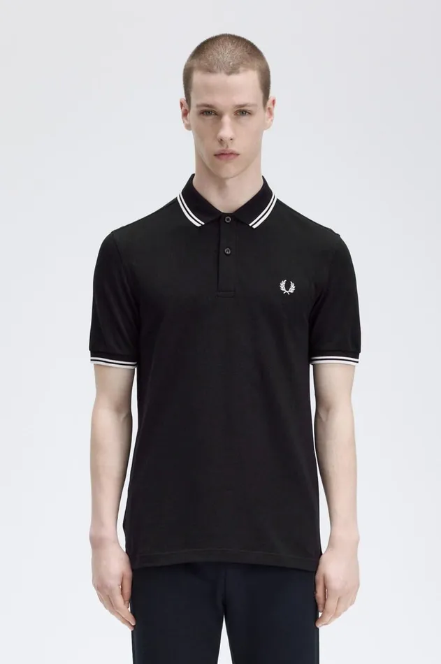 Men Polo Shirts Fred Perry M3600 Blackwhitewhite