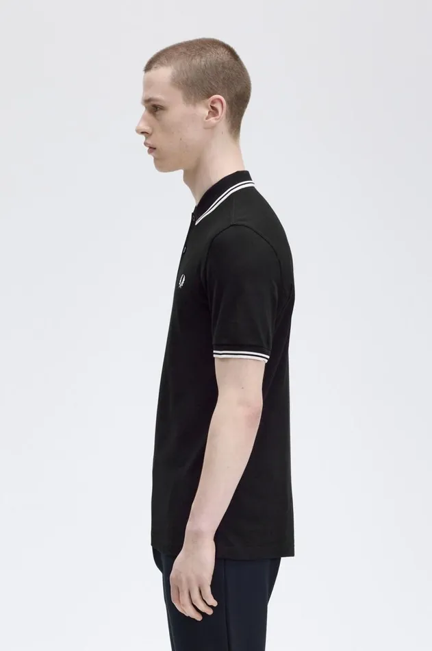 Men Polo Shirts Fred Perry M3600 Blackwhitewhite
