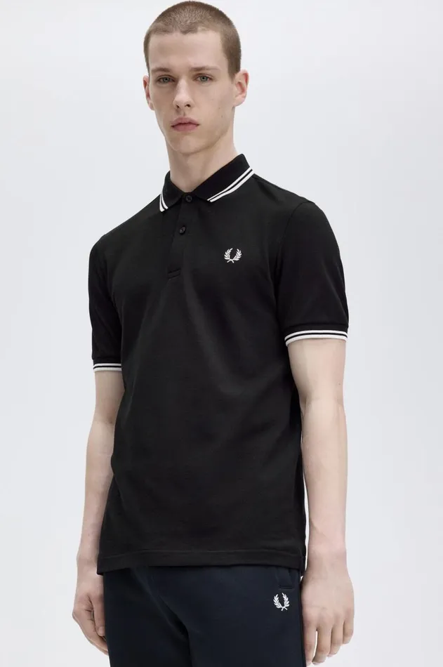 Men Polo Shirts Fred Perry M3600 Blackwhitewhite