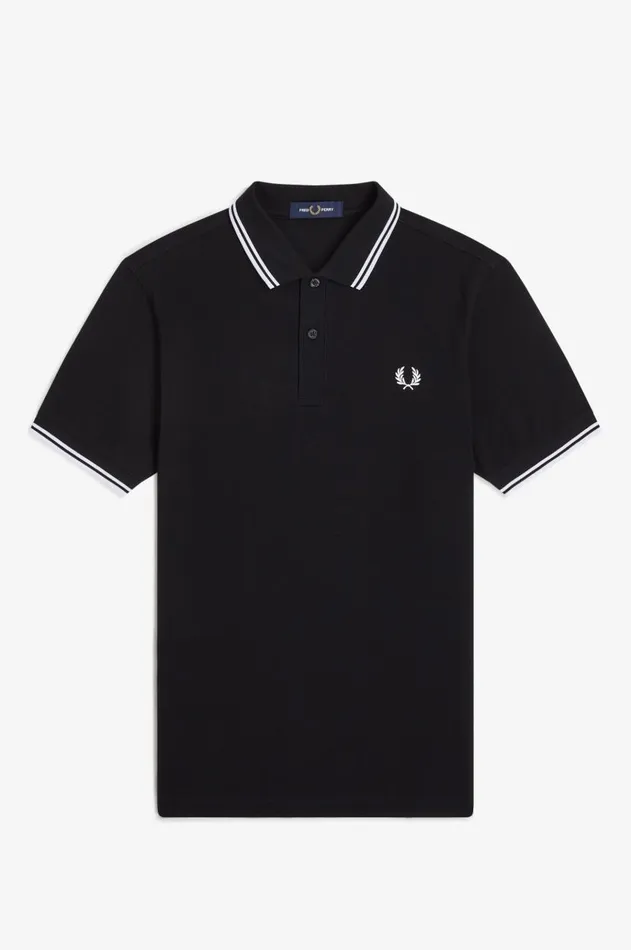 Men Polo Shirts Fred Perry M3600 Blackwhitewhite