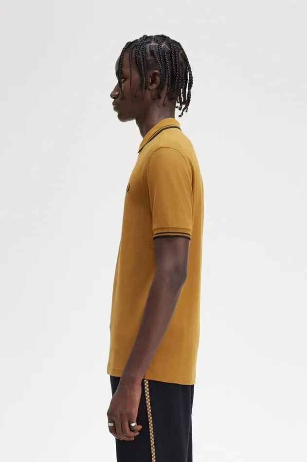 Men Polo Shirts Fred Perry M3600 Dark Caramelblackblack