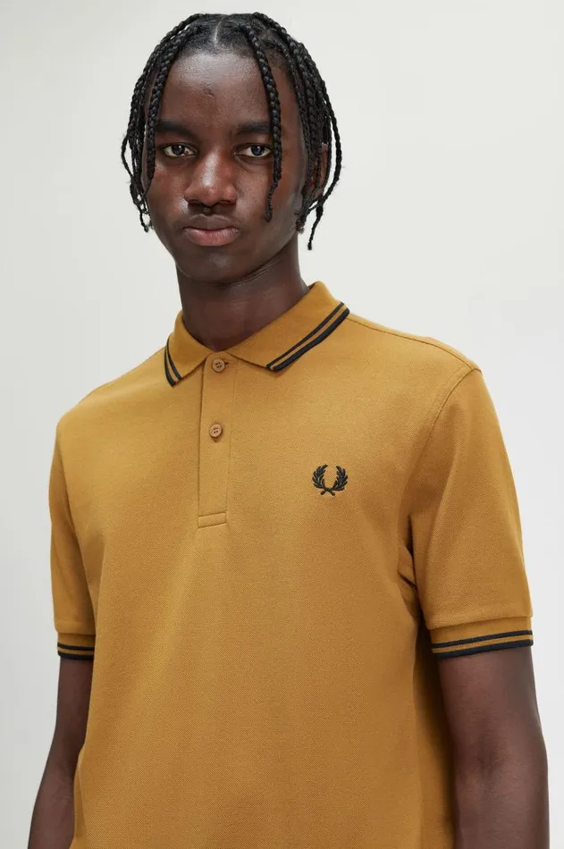 Men Polo Shirts Fred Perry M3600 Dark Caramelblackblack