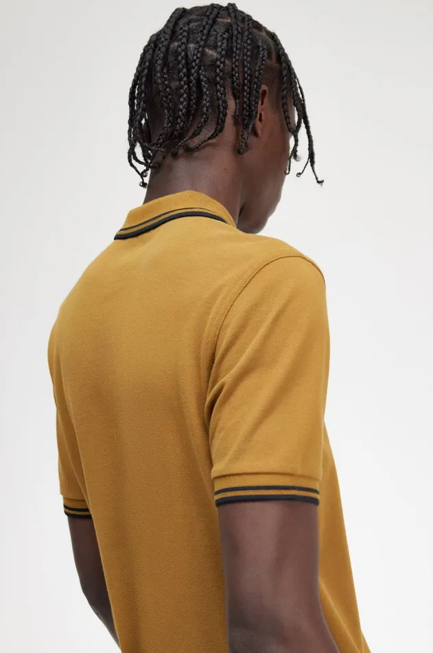 Men Polo Shirts Fred Perry M3600 Dark Caramelblackblack