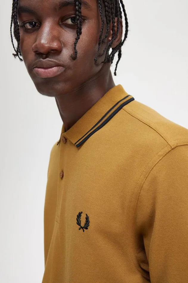 Men Polo Shirts Fred Perry M3600 Dark Caramelblackblack