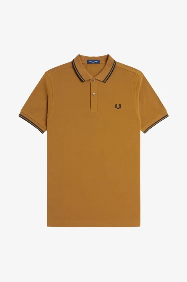 Men Polo Shirts Fred Perry M3600 Dark Caramelblackblack