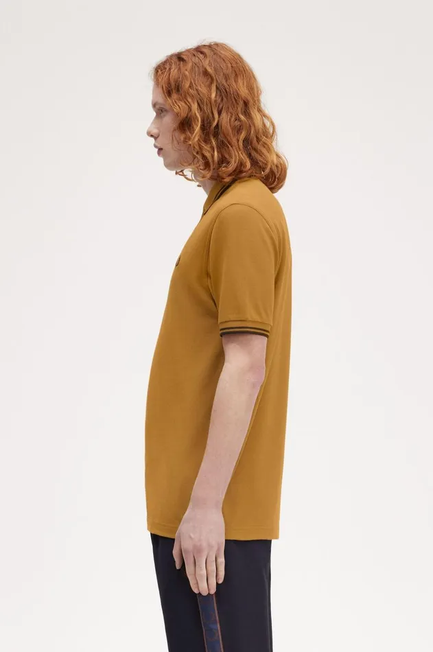 Men Polo Shirts Fred Perry M3600 Dark Caramelblackblack
