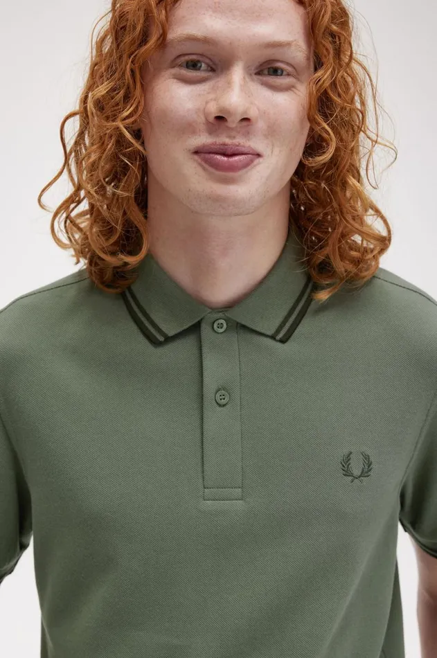 Men Polo Shirts Fred Perry M3600 Laurel Wreath Greennight Greennight Green