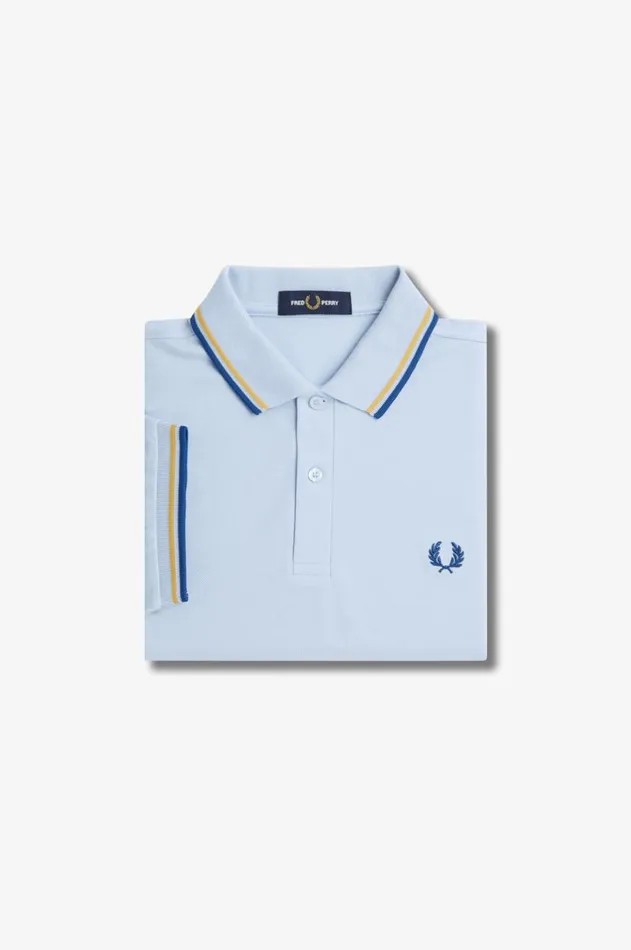 Men Polo Shirts Fred Perry M3600 Light Smokehoneycombshaded Cobalt