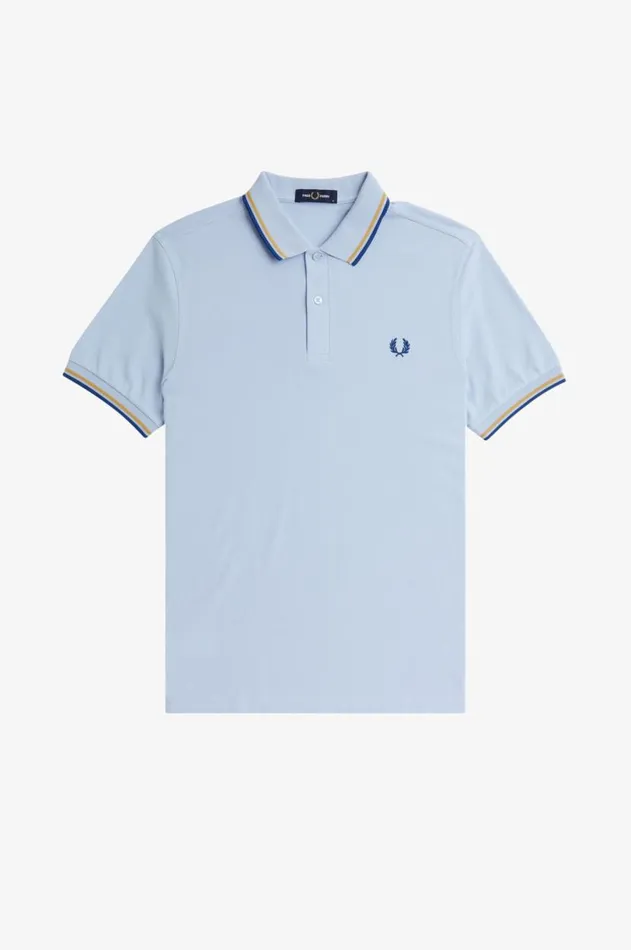 Men Polo Shirts Fred Perry M3600 Light Smokehoneycombshaded Cobalt