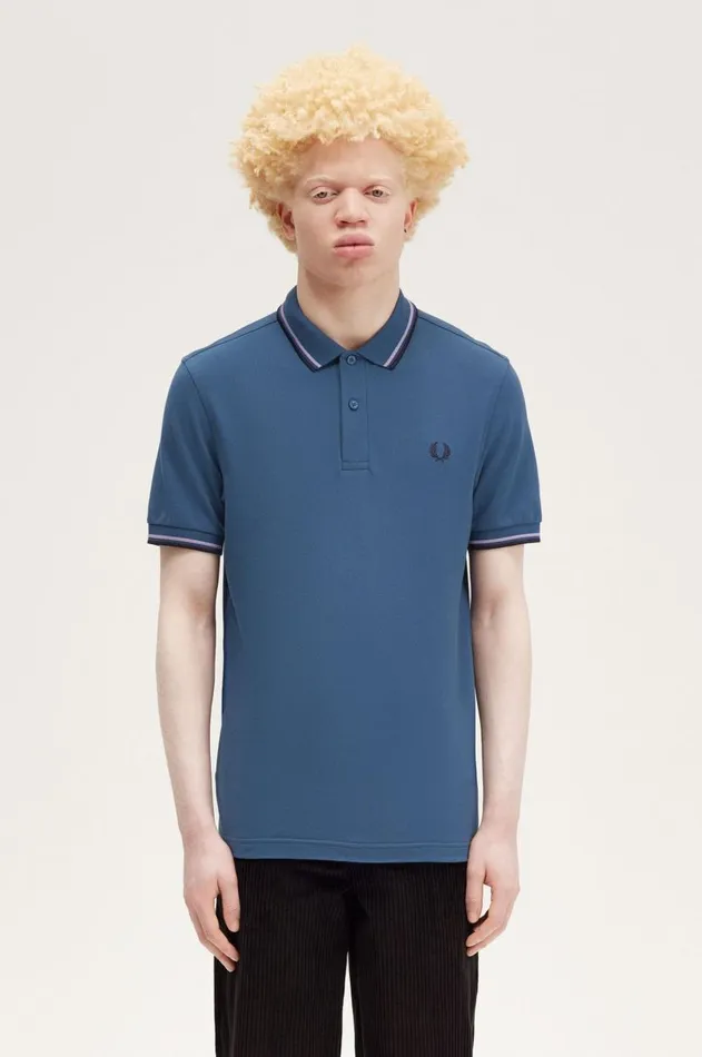 Men Polo Shirts Fred Perry M3600 Midnight Blueultra Violetnavy