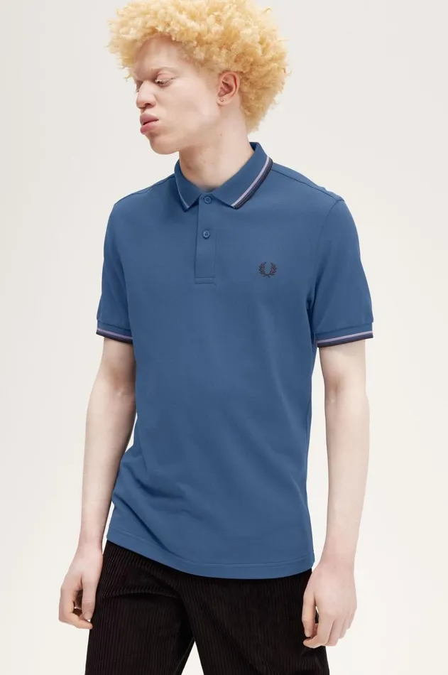 Men Polo Shirts Fred Perry M3600 Midnight Blueultra Violetnavy