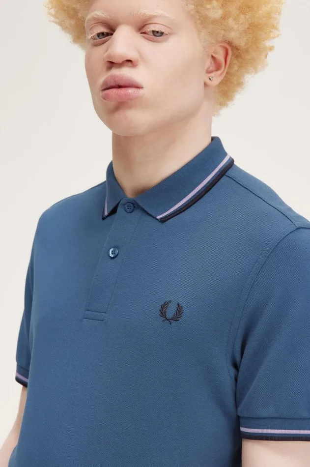 Men Polo Shirts Fred Perry M3600 Midnight Blueultra Violetnavy