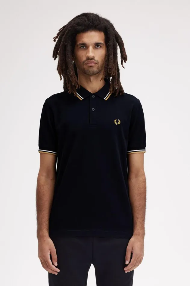 Men Polo Shirts Fred Perry M3600 Navyecruhoneycomb