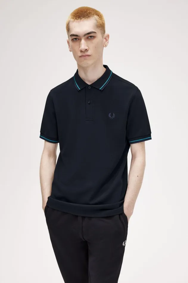 Men Polo Shirts Fred Perry M3600 Navyoceandark Carbon