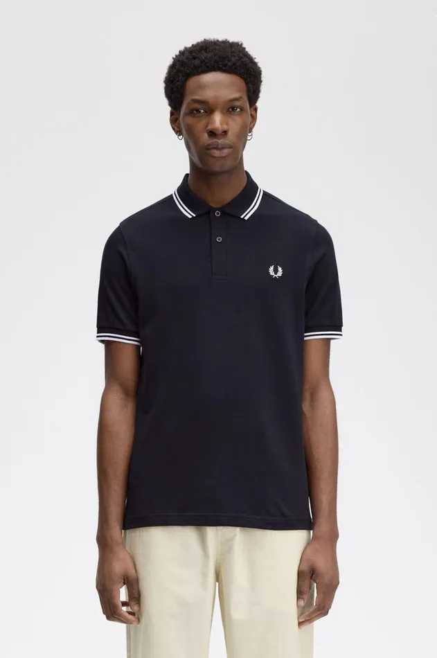 Men Polo Shirts Fred Perry M3600 Navywhitewhite