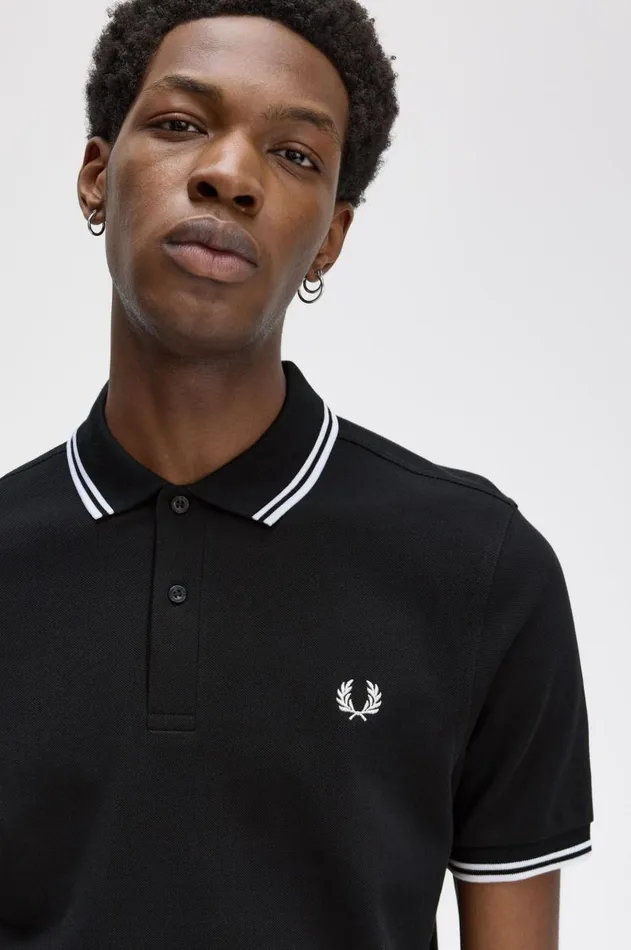 Men Polo Shirts Fred Perry M3600 Navywhitewhite