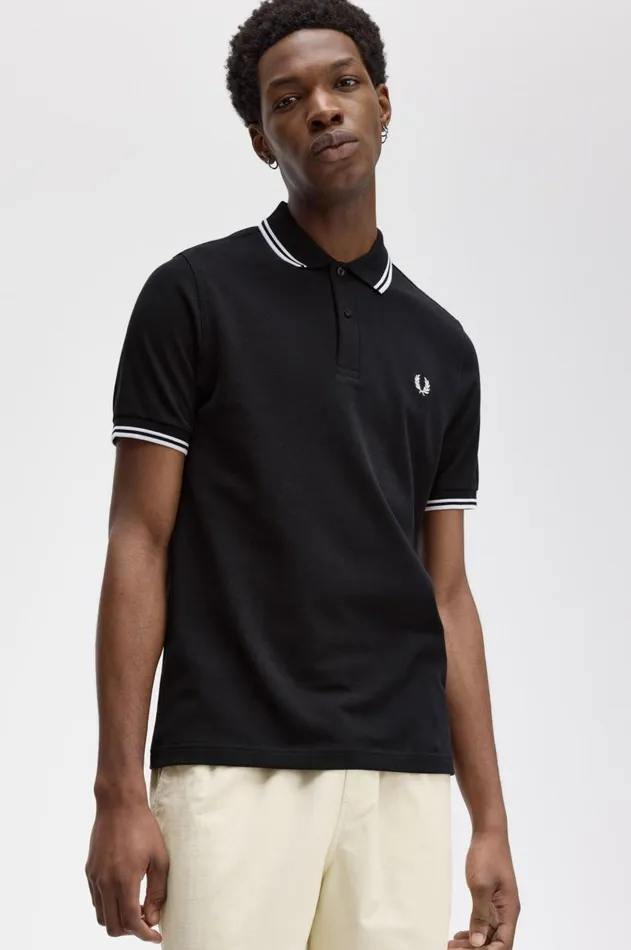 Men Polo Shirts Fred Perry M3600 Navywhitewhite