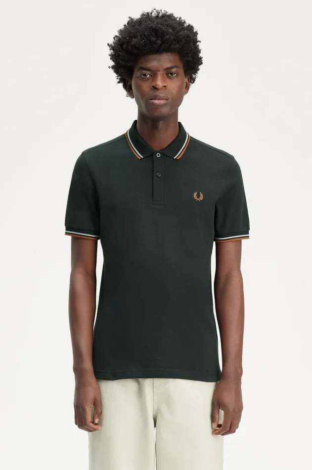 Men Polo Shirts Fred Perry M3600 Night Greensilver Bluemarmalade