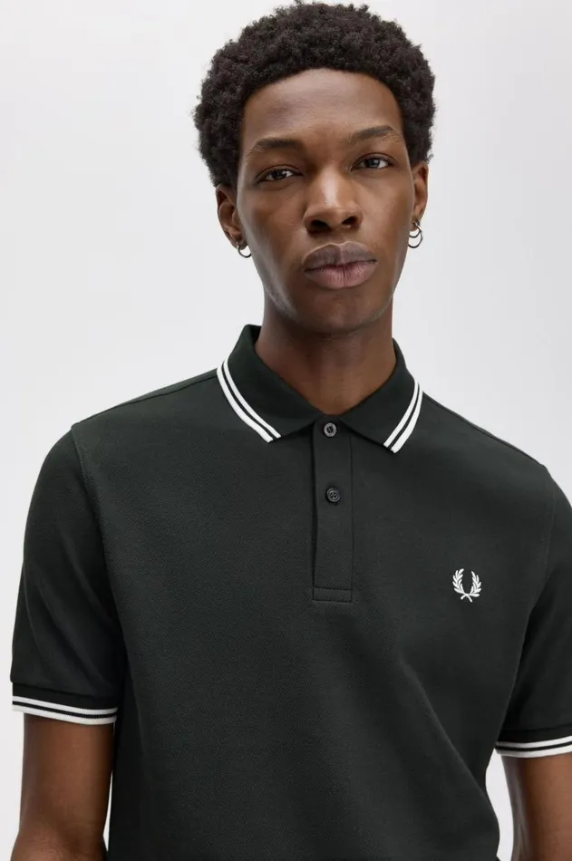 Men Polo Shirts Fred Perry M3600 Night Greensnow Whitesnow White