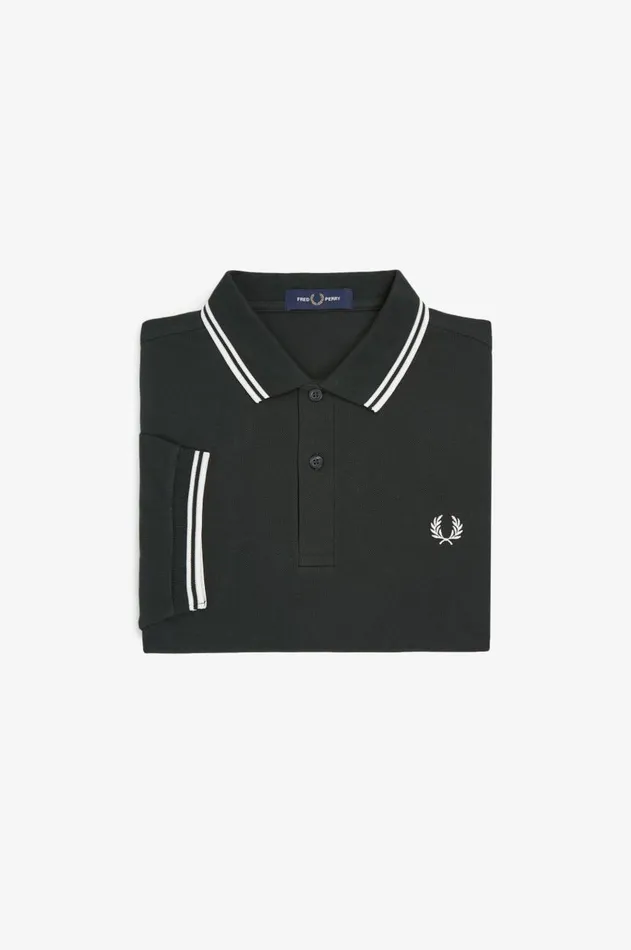 Men Polo Shirts Fred Perry M3600 Night Greensnow Whitesnow White