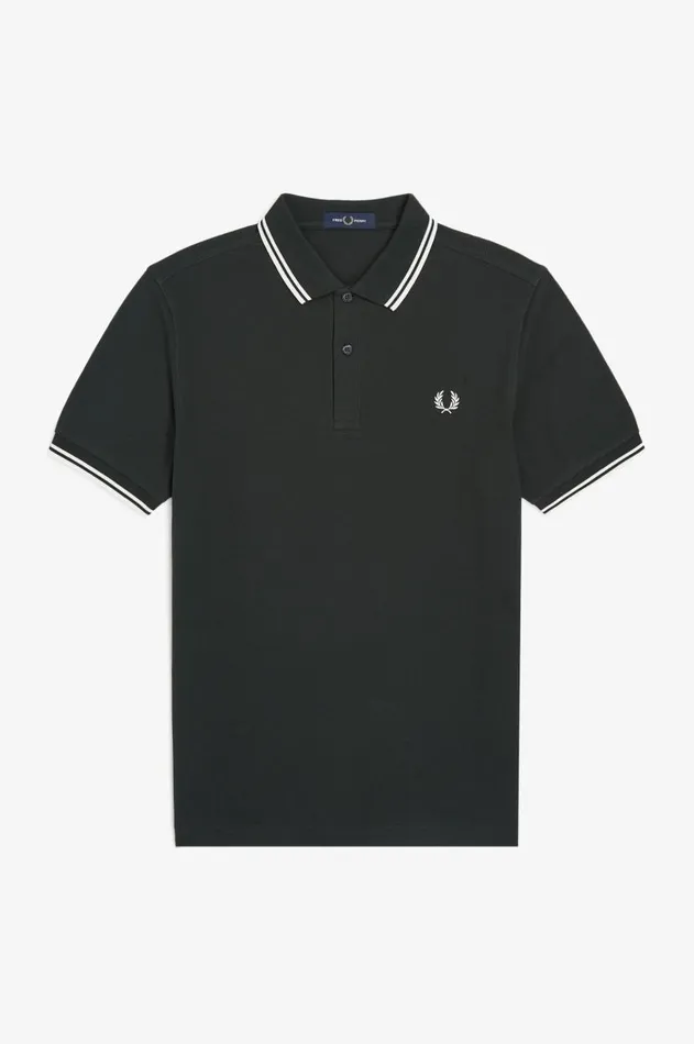 Men Polo Shirts Fred Perry M3600 Night Greensnow Whitesnow White