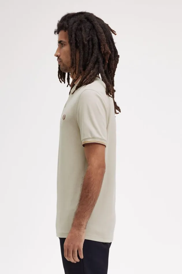 Men Polo Shirts Fred Perry M3600 Oatmealhoneycombwhisky Brown